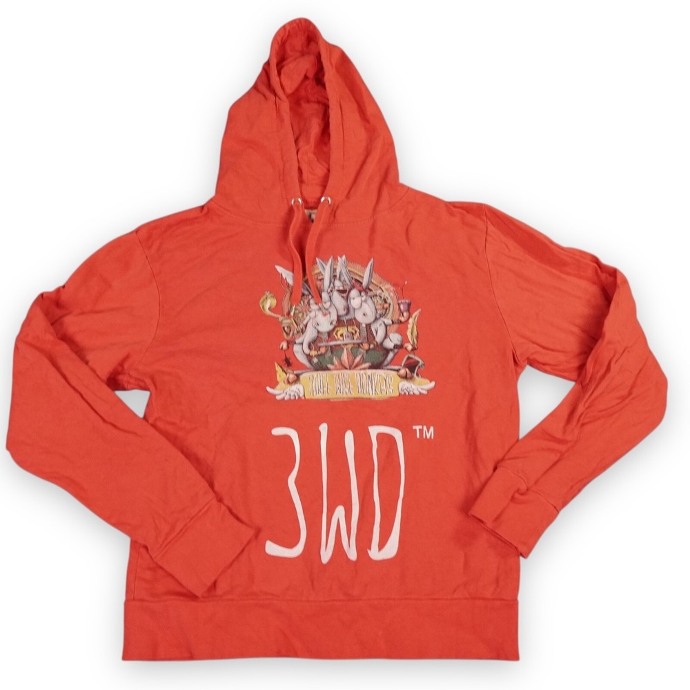Three Wise Donkeys Hoodie Adult LRed 3WD Tequila Agave Organic Cotton Rave Party